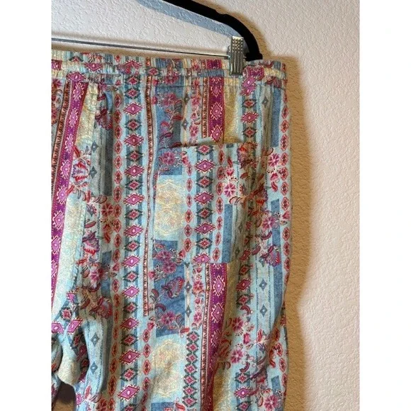 Sundance Womens XL Cotton Bohemian Patchwork Drawstring Jogger Pants Sz XL - Picture 4 of 9